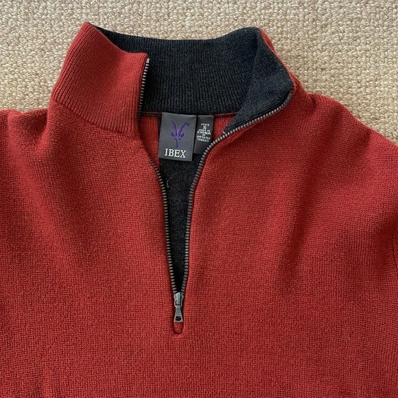 Men’s Ibex Wool Sweater - Size Small - rusty red color - Picture 2 of 8